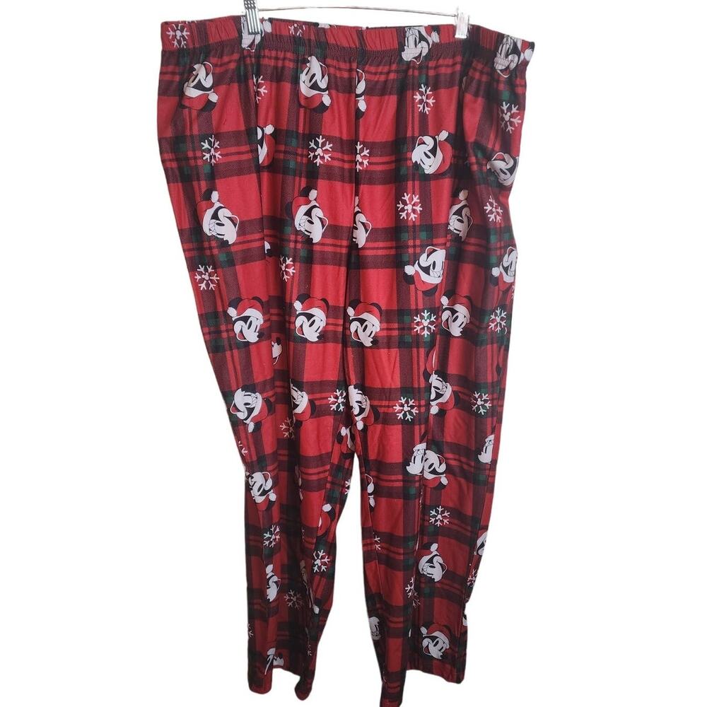 Disney Mickey Mouse Red/Black Plaid Christmas Pajama Pants, 3XB
